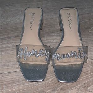 Blue by Betsey Johnson Basil Silver 'Honeymooning' Heels Block Sequined
